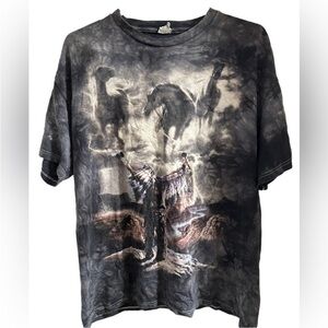 Vintage Tie Dye Native American Graphic T-Shirt size Men's Large